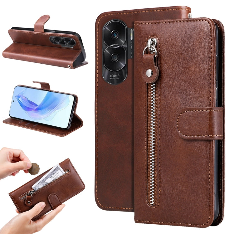 Calf Texture Zipper Leather Phone Case