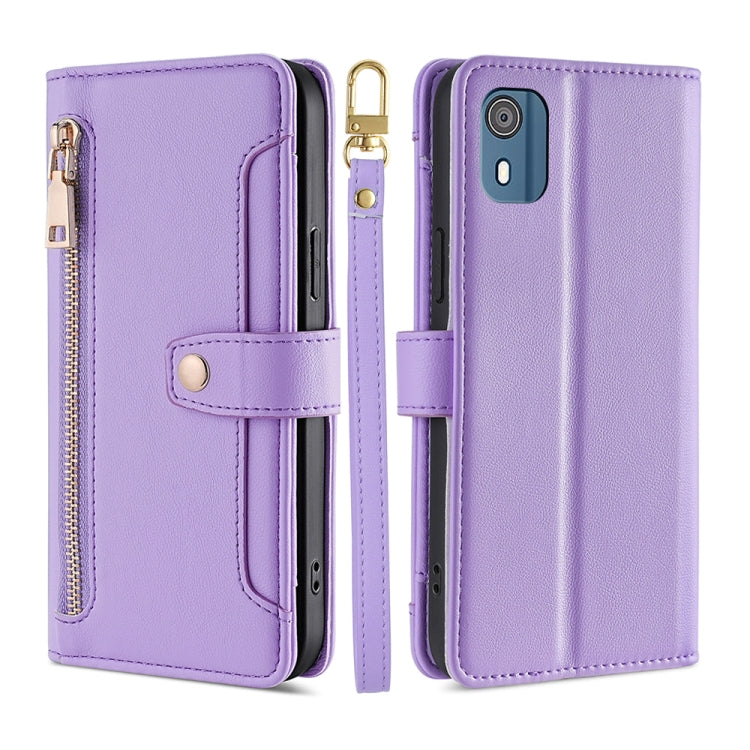 Lite Sheep Texture Cross-body Zipper Wallet Leather Phone Case