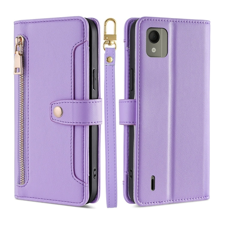 Lite Sheep Texture Cross-body Zipper Wallet Leather Phone Case