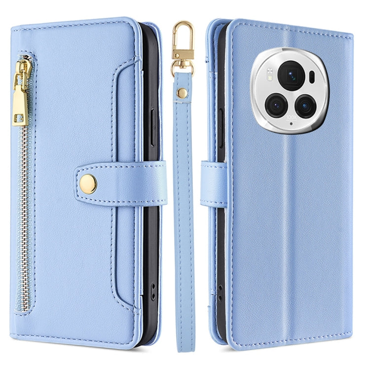 Sheep Texture Cross-body Zipper Wallet Leather Phone Case