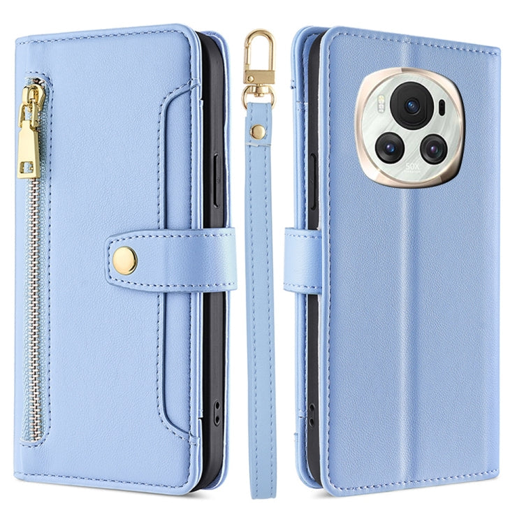 Sheep Texture Cross-body Zipper Wallet Leather Phone Case