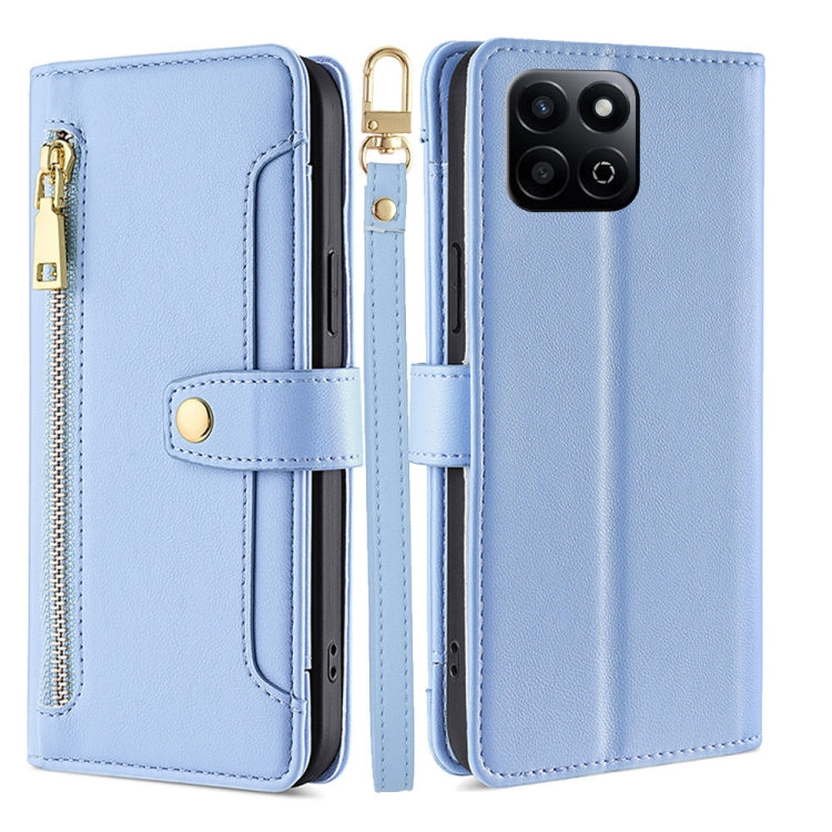 Sheep Texture Cross-body Zipper Wallet Leather Phone Case