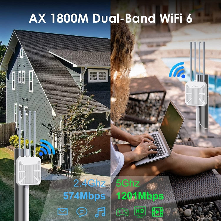 Wavlink WN573HX1 WiFi 6 AX1800 Dual Band Long Range Outdoor WiFi Extender