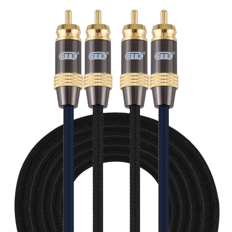 EMK 2 x RCA Male to 2 x RCA Male Gold Plated Connector Nylon Braid Coaxial Audio Cable for TV / Amplifier / Home Theater / DVD My Store