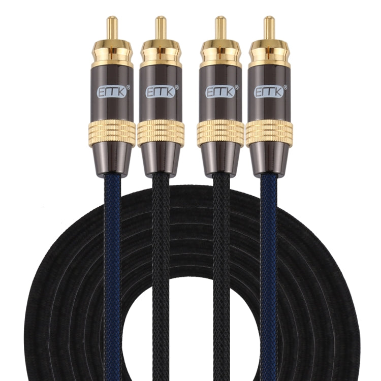 EMK 2 x RCA Male to 2 x RCA Male Gold Plated Connector Nylon Braid Coaxial Audio Cable for TV / Amplifier / Home Theater / DVD My Store