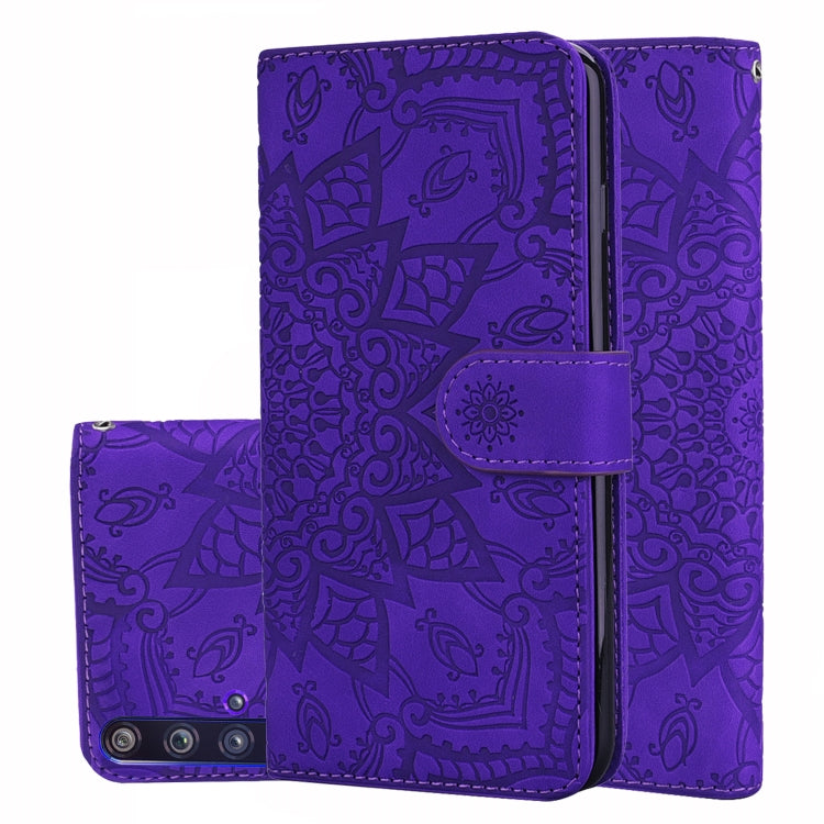 Embossed Sunflower Pattern Horizontal Flip PU Leather Case with Holder & Card Slots & Wallet & Lanyard