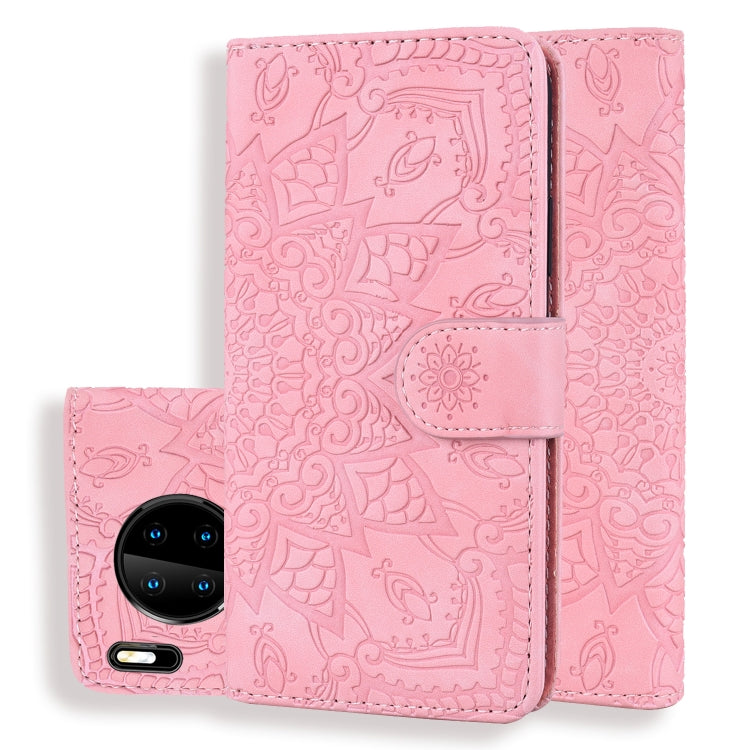 Embossed Sunflower Pattern Horizontal Flip PU Leather Case with Holder & Card Slots & Wallet & Lanyard