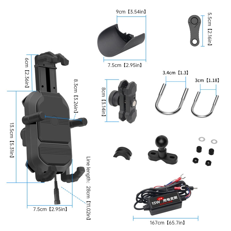 WUPP CS-1848B2 15W Motorcycle Wireless Fast Charging Phone Navigation Holder ÎҵÄÉ̵ê