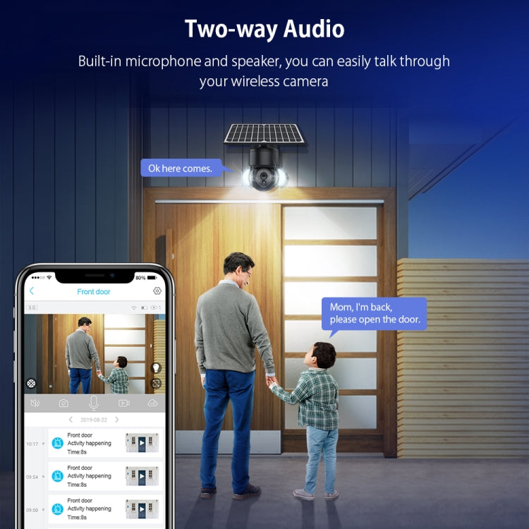 SHIWOJIA IP66 Waterproof 4G 3MP Solar Dome IP Camera, Two-way Audio & PIR Motion Detection & Night Vision