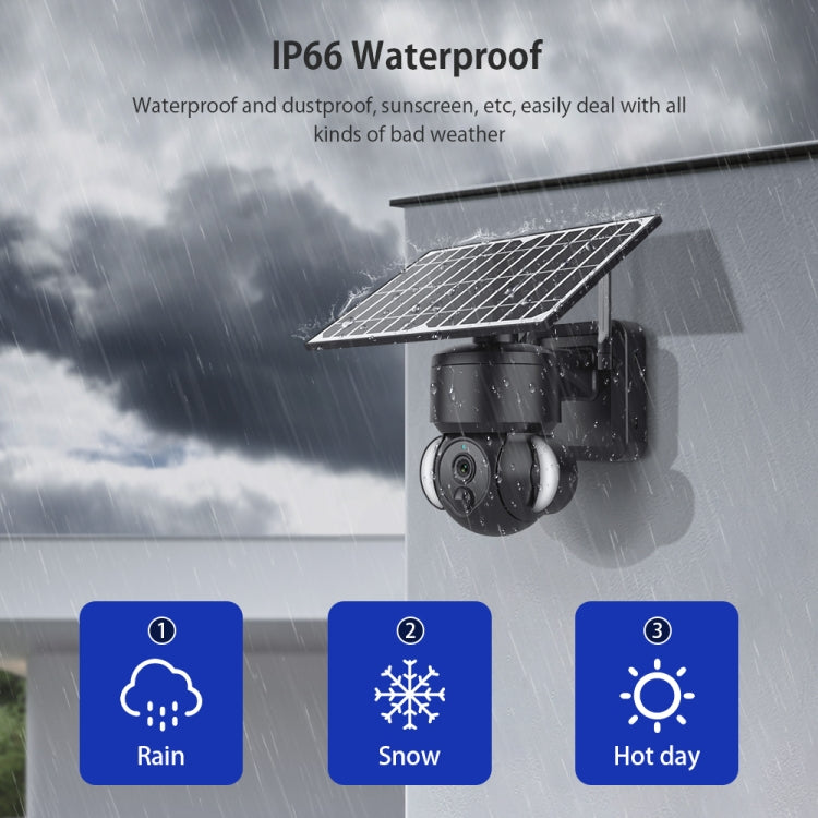 SHIWOJIA IP66 Waterproof 4G 3MP Solar Dome IP Camera, Two-way Audio & PIR Motion Detection & Night Vision