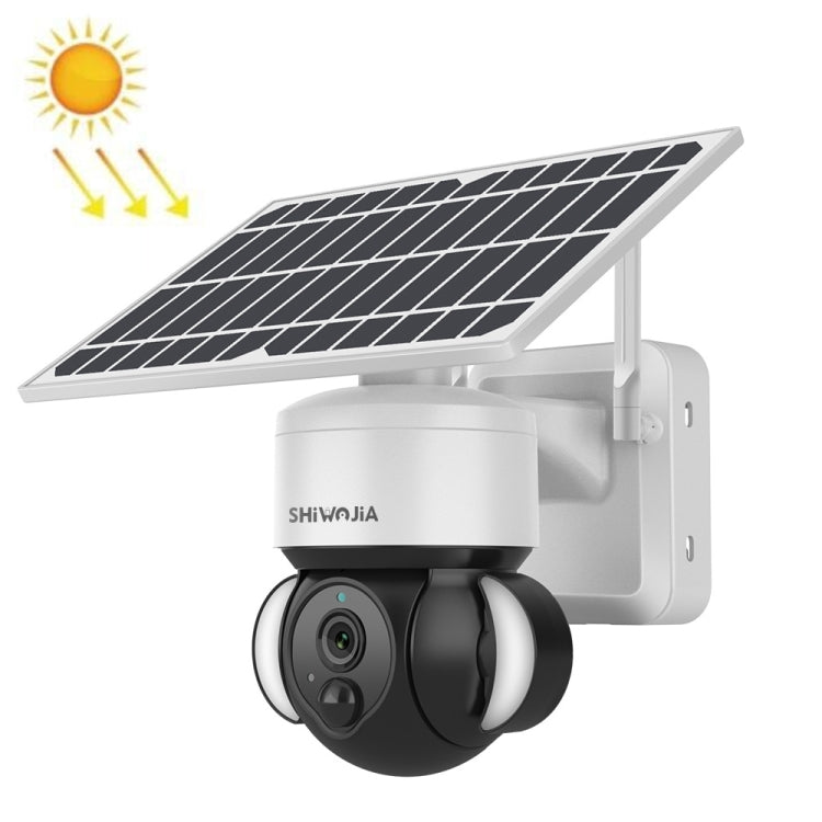 SHIWOJIA IP66 Waterproof 4G 3MP Solar Dome IP Camera, Two-way Audio & PIR Motion Detection & Night Vision