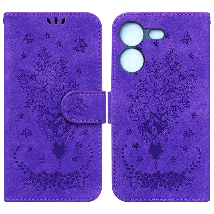 Butterfly Rose Embossed Leather Phone Case