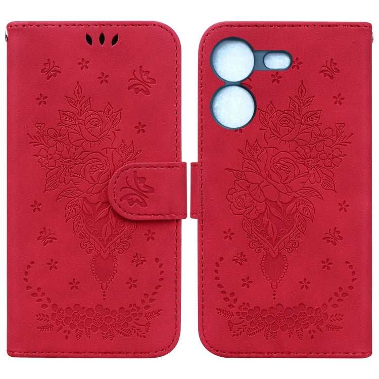 Butterfly Rose Embossed Leather Phone Case