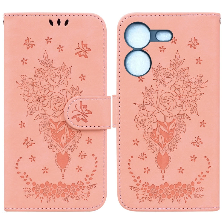 Butterfly Rose Embossed Leather Phone Case