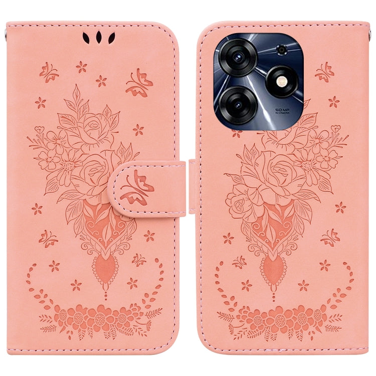 Butterfly Rose Embossed Leather Phone Case