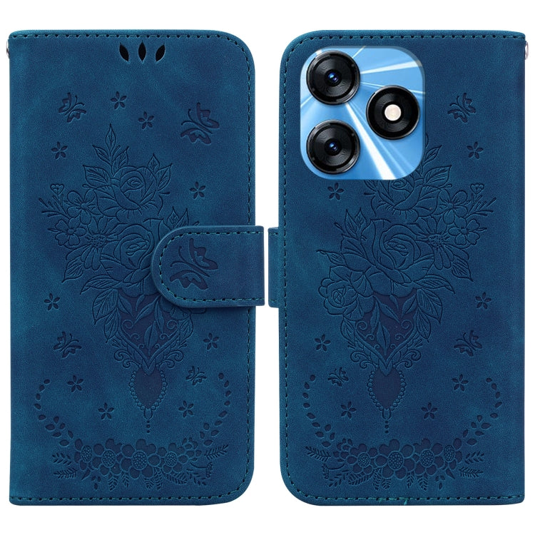 Butterfly Rose Embossed Leather Phone Case