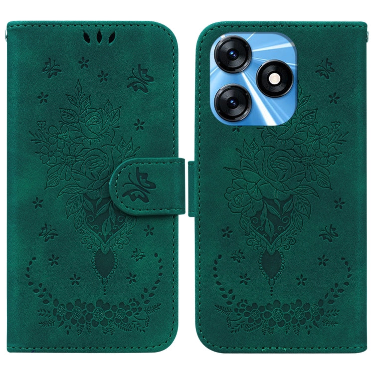 Butterfly Rose Embossed Leather Phone Case