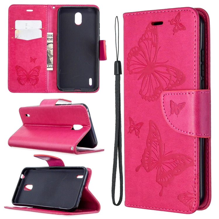 Two Butterflies Embossing Pattern Horizontal Flip Leather Case with Holder & Card Slot & Wallet & Lanyard My Store