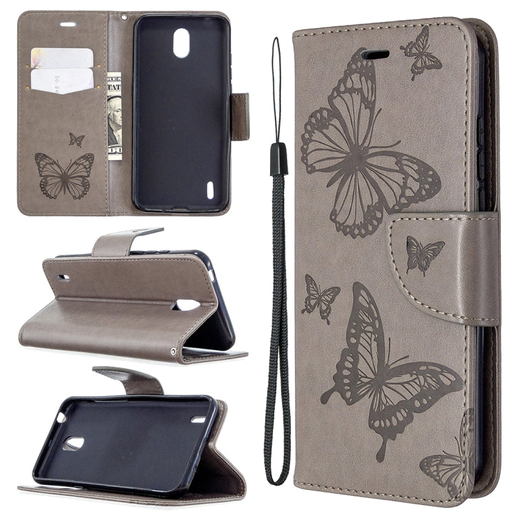 Two Butterflies Embossing Pattern Horizontal Flip Leather Case with Holder & Card Slot & Wallet & Lanyard My Store