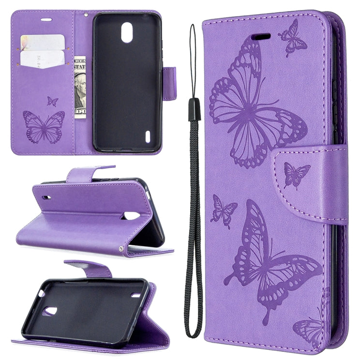 Two Butterflies Embossing Pattern Horizontal Flip Leather Case with Holder & Card Slot & Wallet & Lanyard My Store