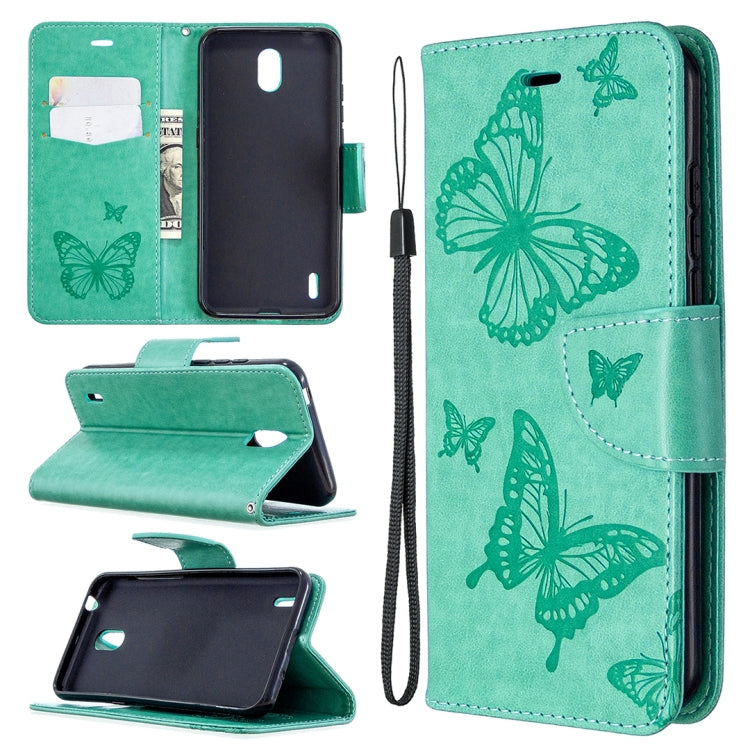 Two Butterflies Embossing Pattern Horizontal Flip Leather Case with Holder & Card Slot & Wallet & Lanyard My Store