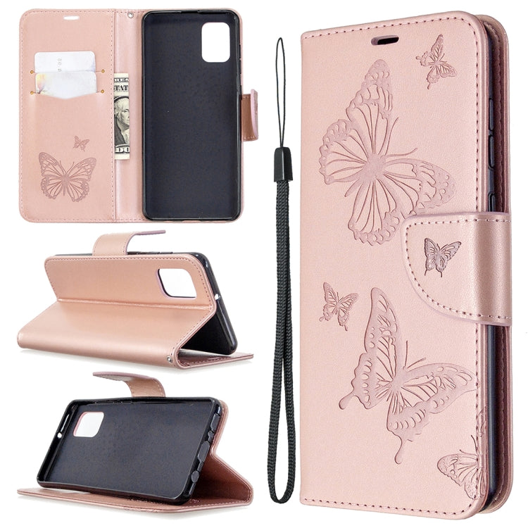 Two Butterflies Embossing Pattern Horizontal Flip Leather Case with Holder & Card Slot & Wallet & Lanyard My Store