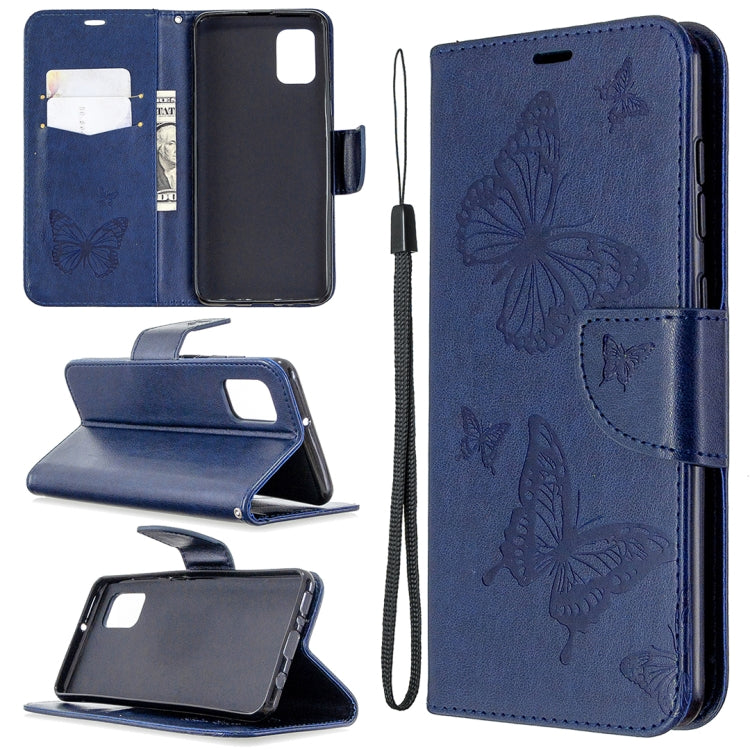 Two Butterflies Embossing Pattern Horizontal Flip Leather Case with Holder & Card Slot & Wallet & Lanyard My Store