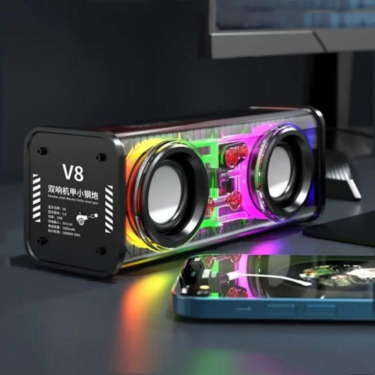 V8 Transparent Mechanical TWS Subwoofer Wireless Bluetooth Speaker