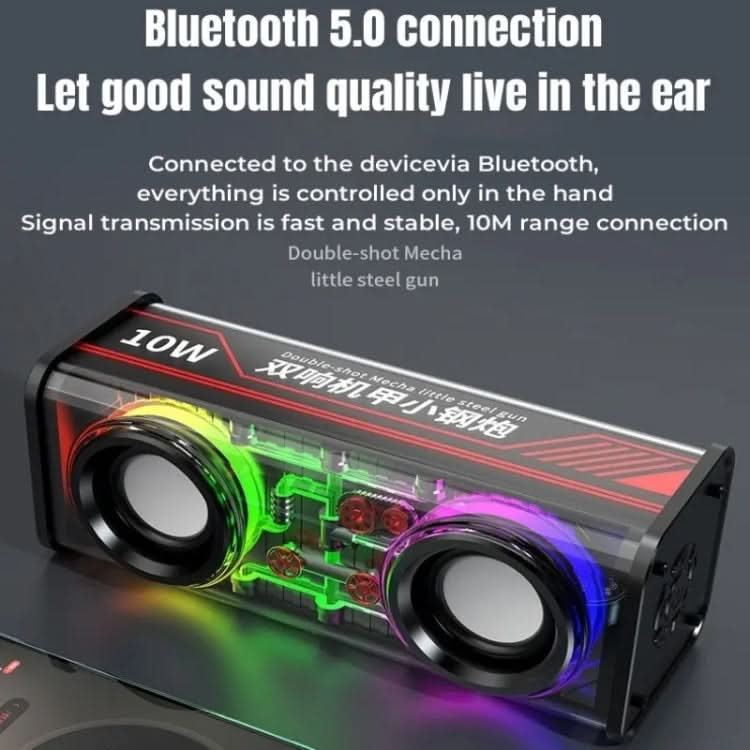 V8 Transparent Mechanical TWS Subwoofer Wireless Bluetooth Speaker