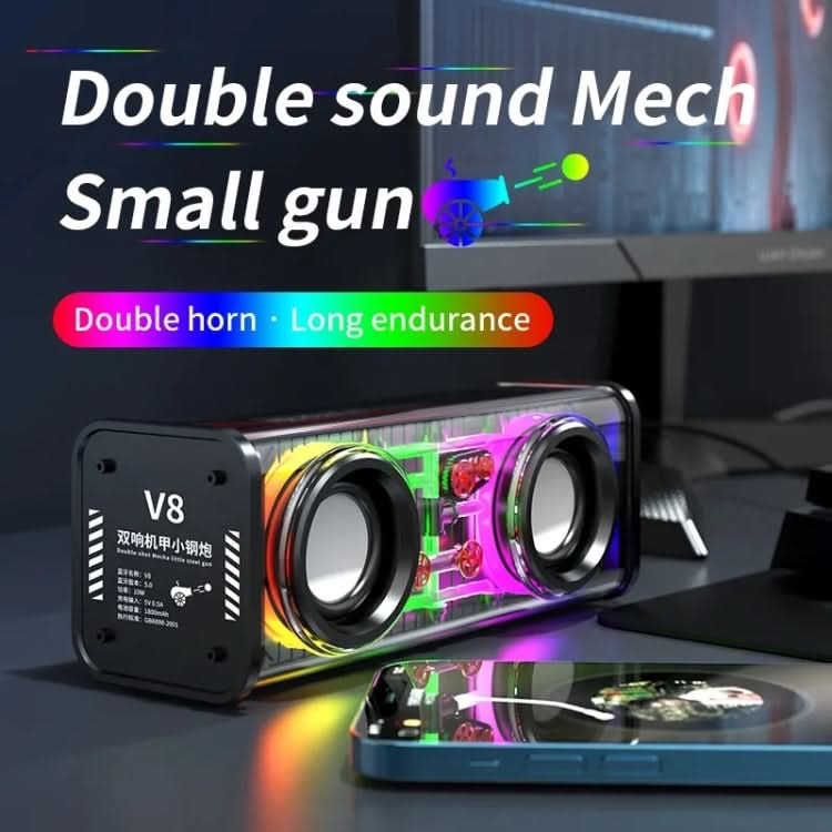 V8 Transparent Mechanical TWS Subwoofer Wireless Bluetooth Speaker