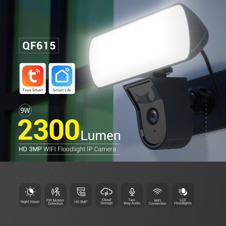 ESCAM QF615 3MP IP66 Waterproof WiFi IP Camera & Floodlight, Support Night Vision / PIR Motion Detection / Two-way Audio