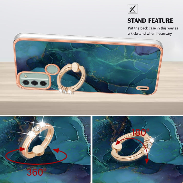 Electroplating Marble Dual-side IMD Phone Case with Ring