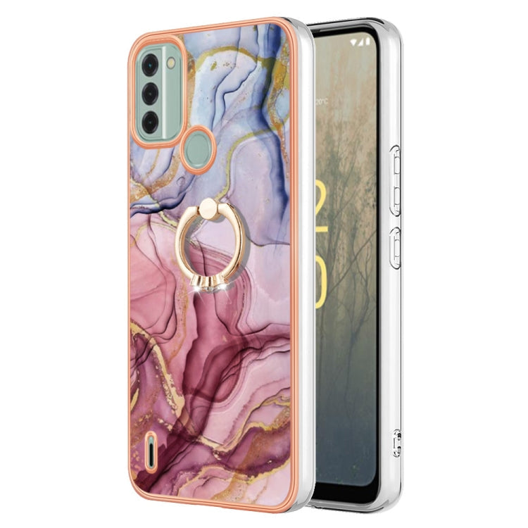 Electroplating Marble Dual-side IMD Phone Case with Ring