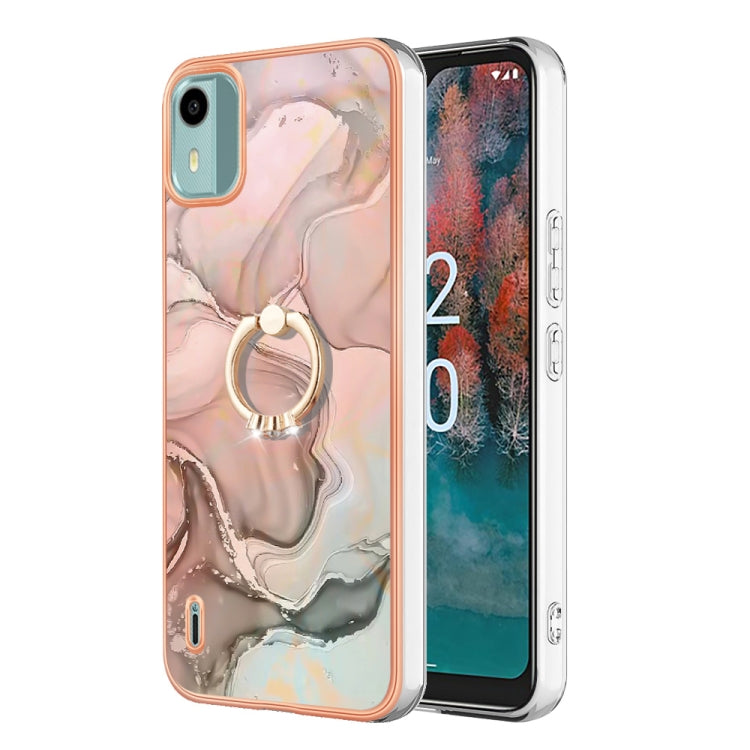 Electroplating Marble Dual-side IMD Phone Case with Ring