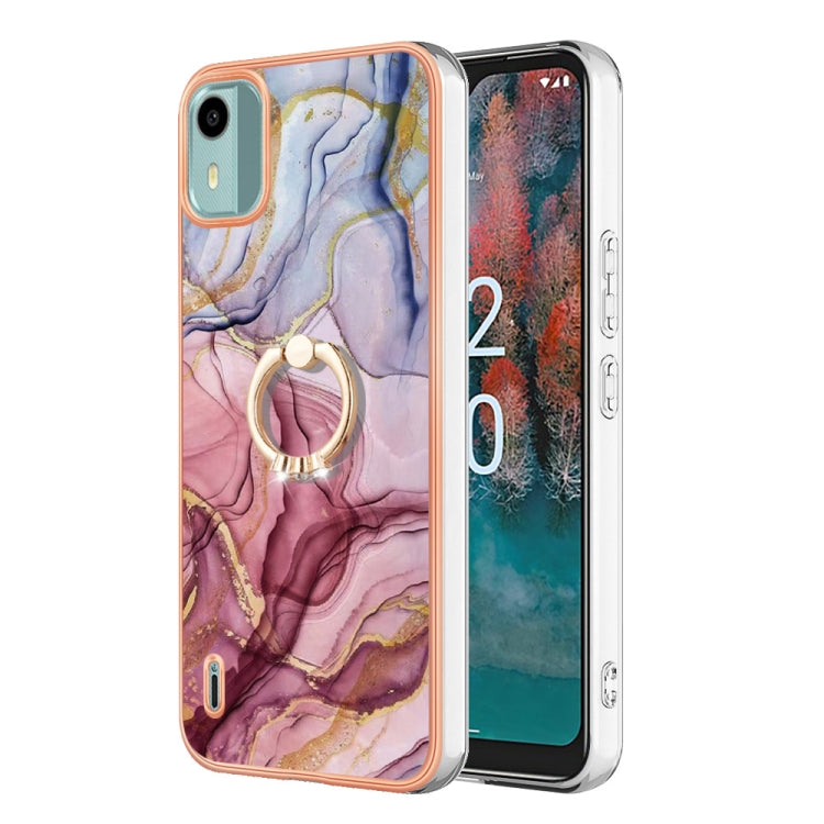 Electroplating Marble Dual-side IMD Phone Case with Ring