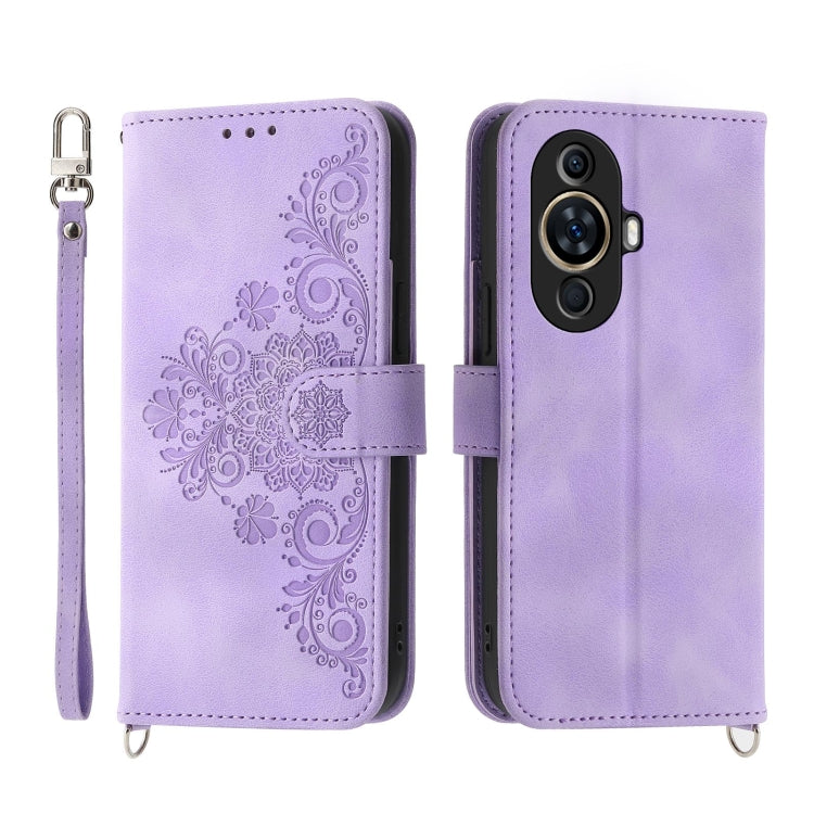 Skin-feel Flowers Embossed Wallet Leather Phone Case, Series 1