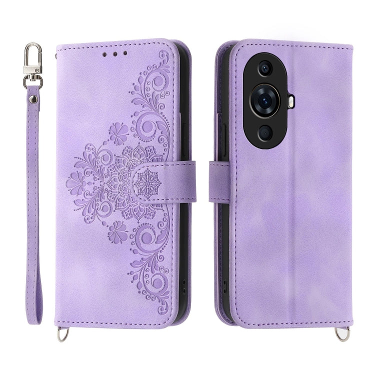 Skin-feel Flowers Embossed Wallet Leather Phone Case, Series 1