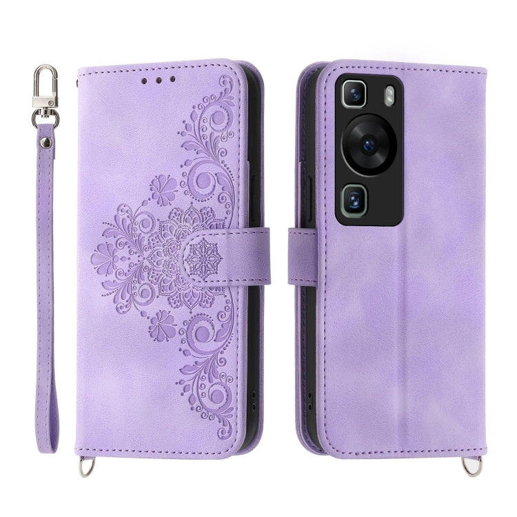 Skin-feel Flowers Embossed Wallet Leather Phone Case, Series 1