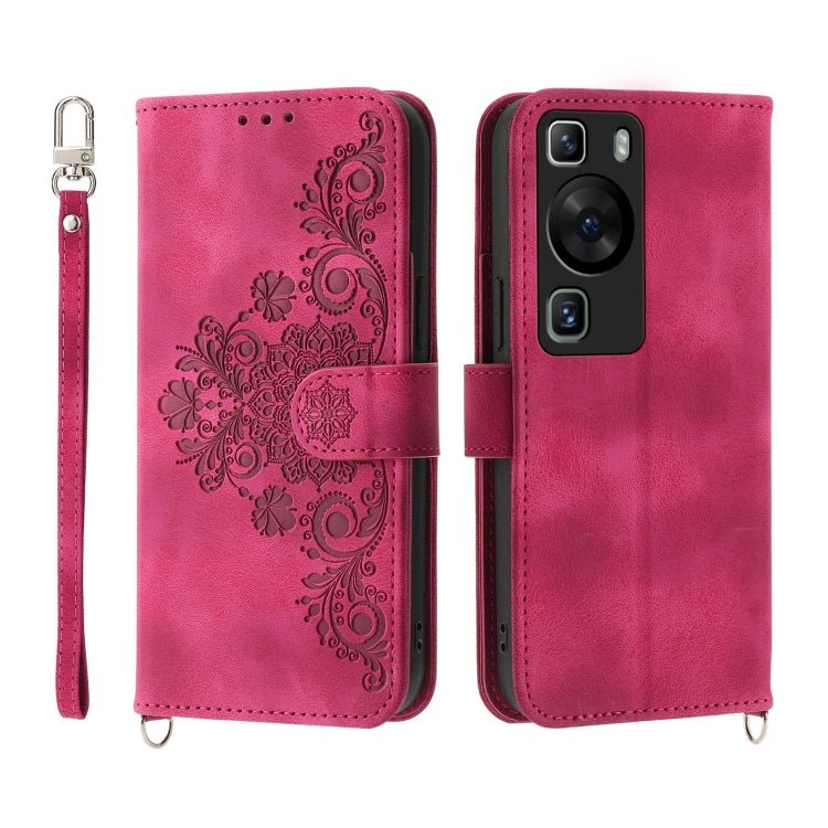 Skin-feel Flowers Embossed Wallet Leather Phone Case, Series 1