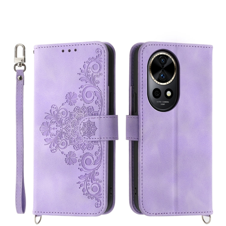 Skin-feel Flowers Embossed Wallet Leather Phone Case, Series 1