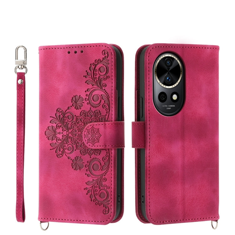 Skin-feel Flowers Embossed Wallet Leather Phone Case, Series 1