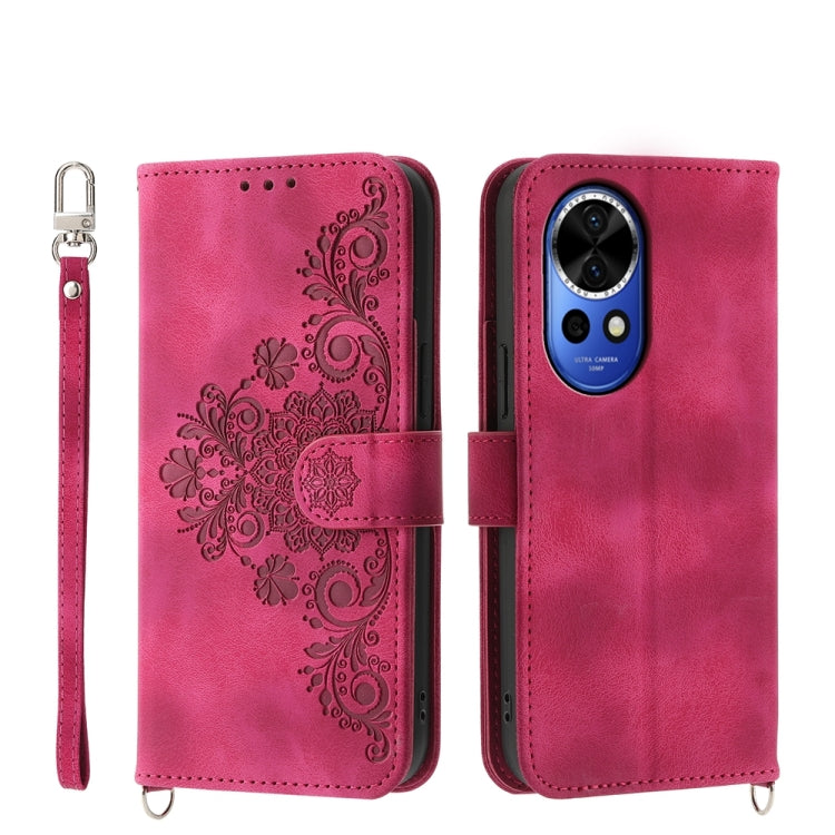 Skin-feel Flowers Embossed Wallet Leather Phone Case, Series 1