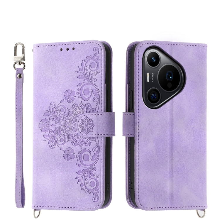 Skin-feel Flowers Embossed Wallet Leather Phone Case, Series 2