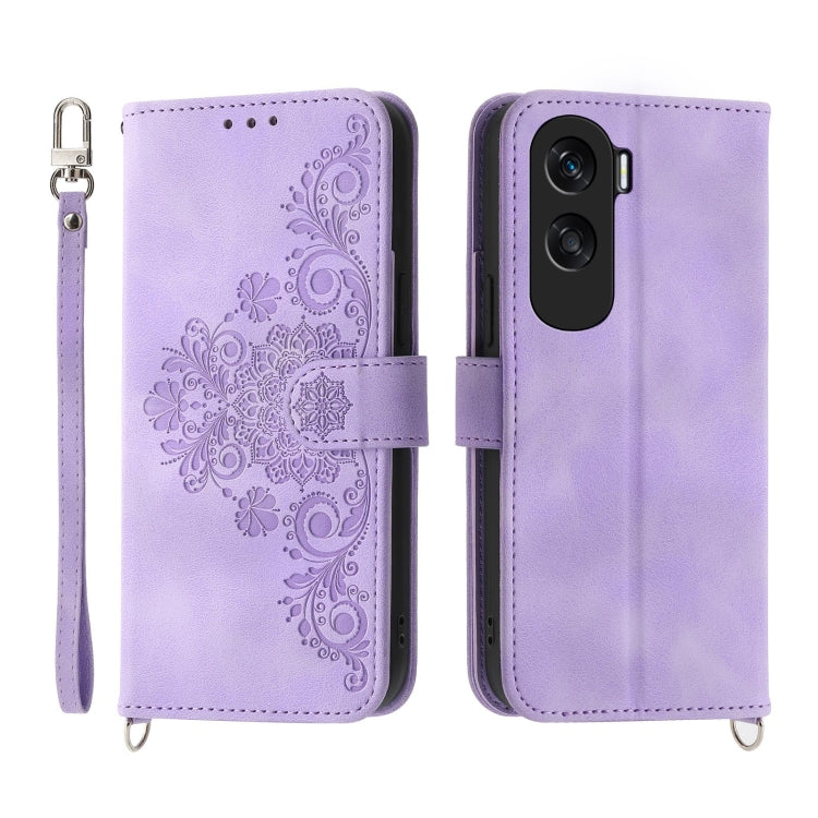 Skin-feel Flowers Embossed Wallet Leather Phone Case, Series 2