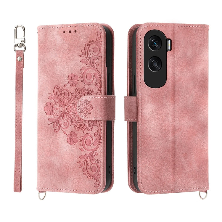 Skin-feel Flowers Embossed Wallet Leather Phone Case, Series 2