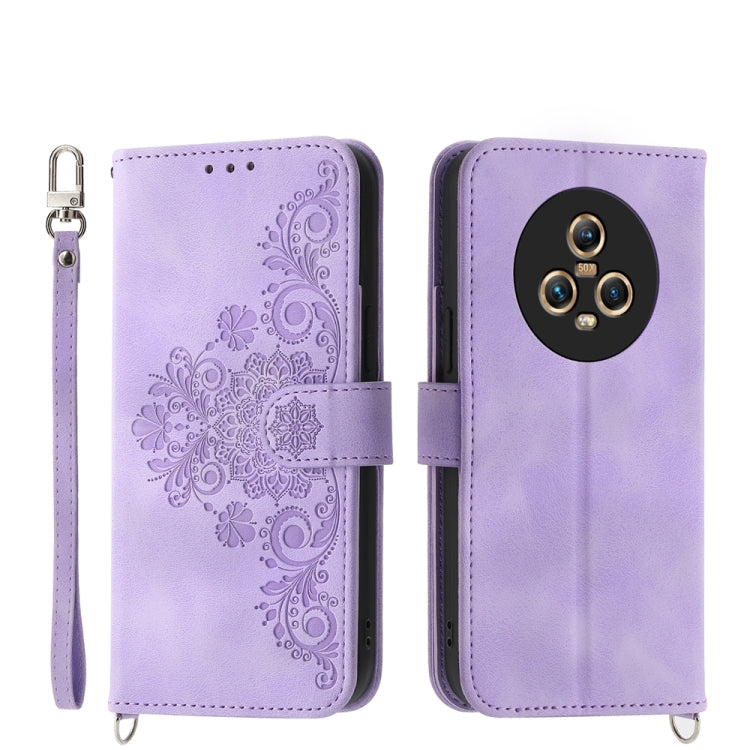 Skin-feel Flowers Embossed Wallet Leather Phone Case, Series 1