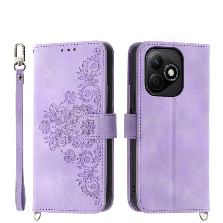 Skin-feel Flowers Embossed Wallet Leather Phone Case, Series 3