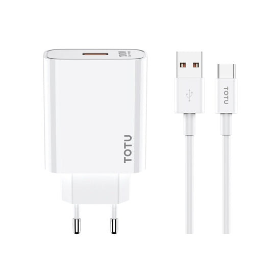 TOTU W123 100W USB Port Travel Charger with USB to USB -C / Type-C Data Cable Set