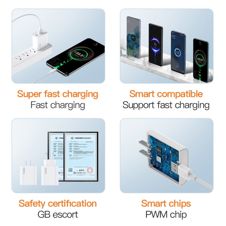 TOTU W123 100W USB Port Travel Charger with USB to USB -C / Type-C Data Cable Set My Store