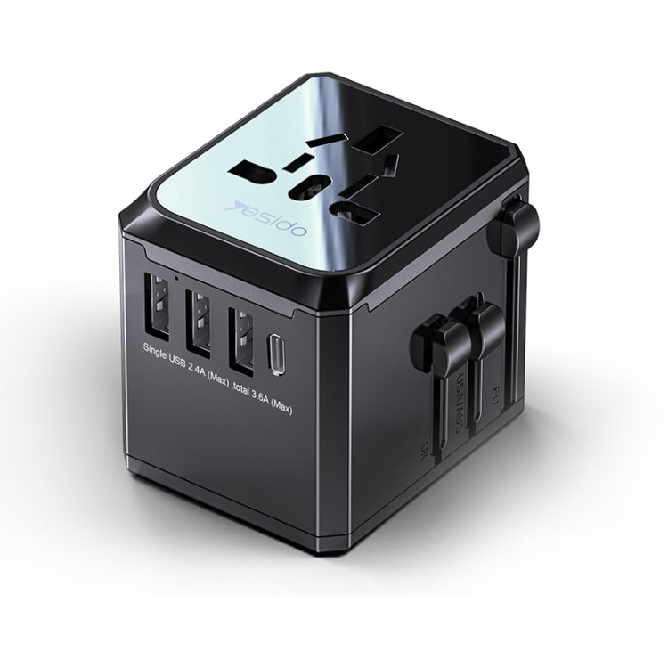 Yesido MC-10 3 USB + Type-C Ports Multi-function Universal Travel Adapter Plug Reluova